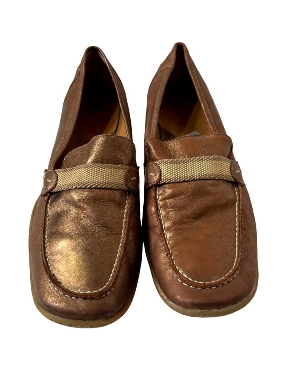 Leather Loafer Shoes Metallic Bronze Made in Italy Size 11M Sesto Meucci
